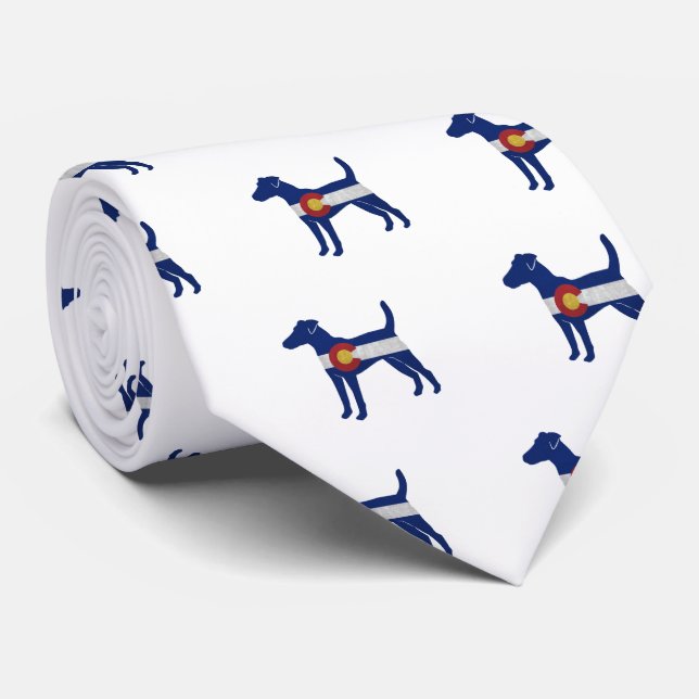 Smooth Fox Terrier Dog Breed Colorado Flag Krawatte (Gerollt)