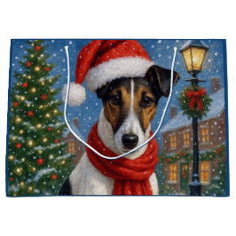 Smooth Fox Terrier Holiday  Große Geschenktüte