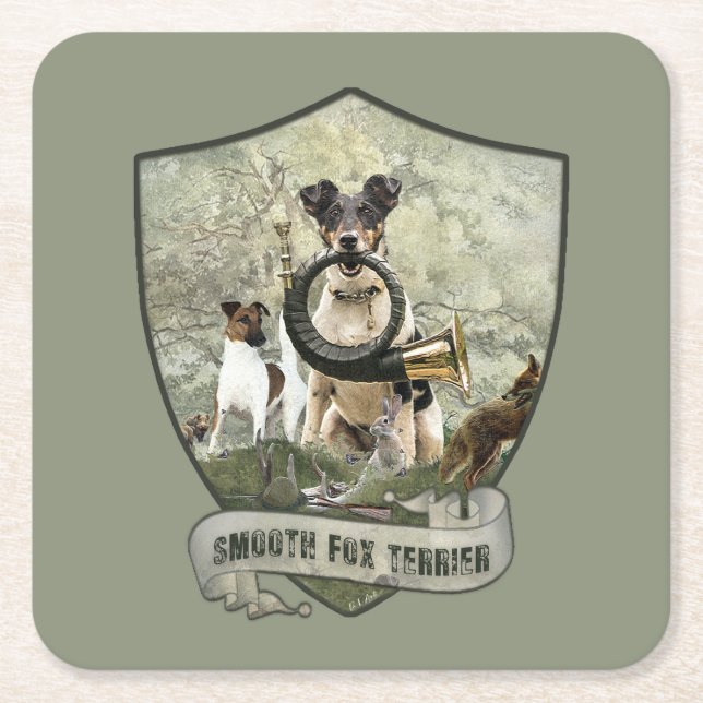 Smooth Fox Terrier Rechteckiger Pappuntersetzer (Vorderseite)