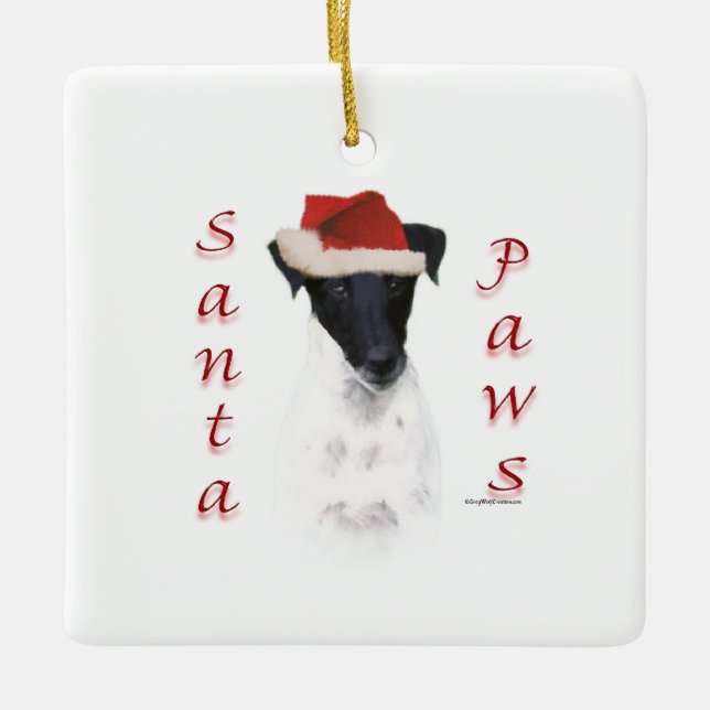 Smooth Fox Terrier Santa Paws Keramikornament (Vorderseite)