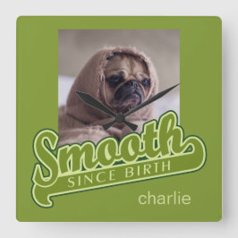 SMOOTH mit IHREM FOTO und NAME benutzerdefinierte Quadratische Wanduhr