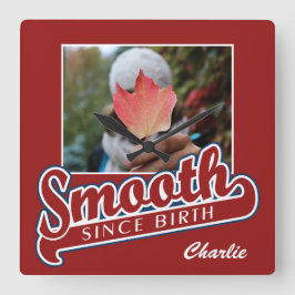 SMOOTH mit IHREM FOTO und NAME benutzerdefinierte Quadratische Wanduhr