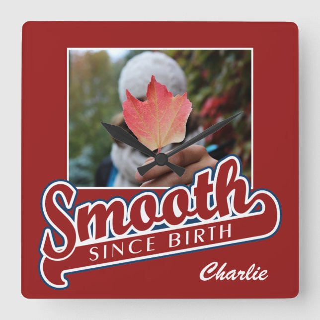 SMOOTH mit IHREM FOTO und NAME benutzerdefinierte  Quadratische Wanduhr (Vorderseite)