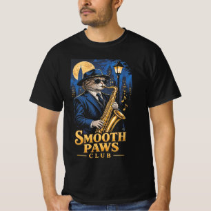 Smooth Paws Club Lustig Cool Jazz Katze Saxophon P T-Shirt