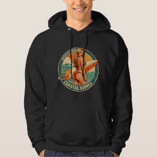 Smooth Ride Coastal Supply   Surf Pin-Up Grafik Hoodie