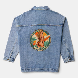 Smooth Ride Coastal Supply Surf Pin-up Grafik Jeansjacke