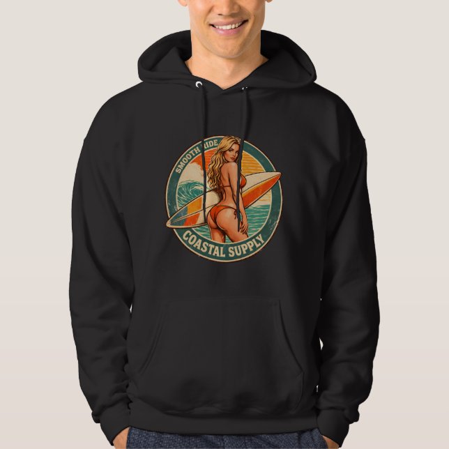 Smooth Ride Coastal Supply | Surf Pin-Up Graphic Hoodie (Vorderseite)