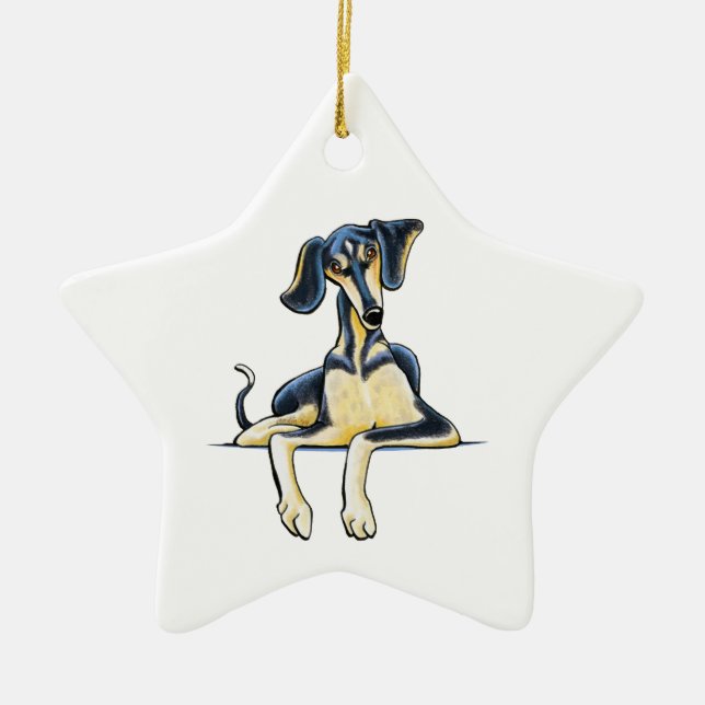 Smooth Saluki Emil Keramikornament (Vorne)