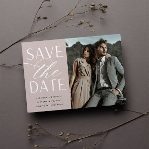 Smooth Script Single Photo Wedding Save The Date