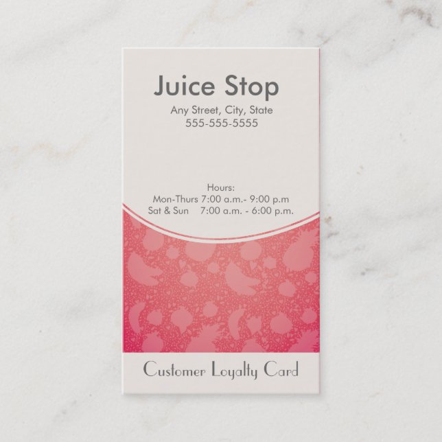 Smoothie & Juice Bar Business Card Treuekarte (Vorderseite)