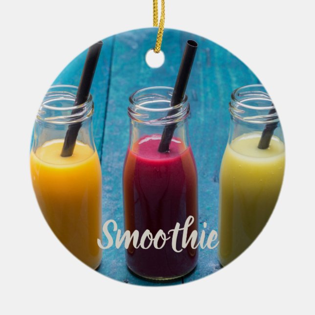 Smoothie Saft trinken Mango Orange Kiwi Geschenk Keramik Ornament (Vorne)