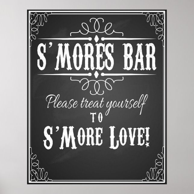 S'More Bar chalkboard Hochzeitsfeier drucken Poster (Vorne)
