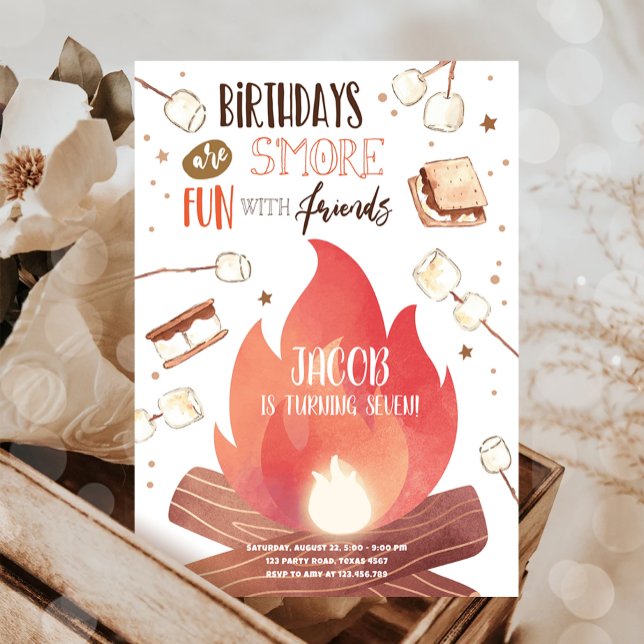 S'more Bonfire Smore Spaß Freunde Camping Geburtst Einladung (Von Creator hochgeladen)