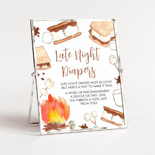 S'more Camping Baby Dusche Spate Night Diapers Poster