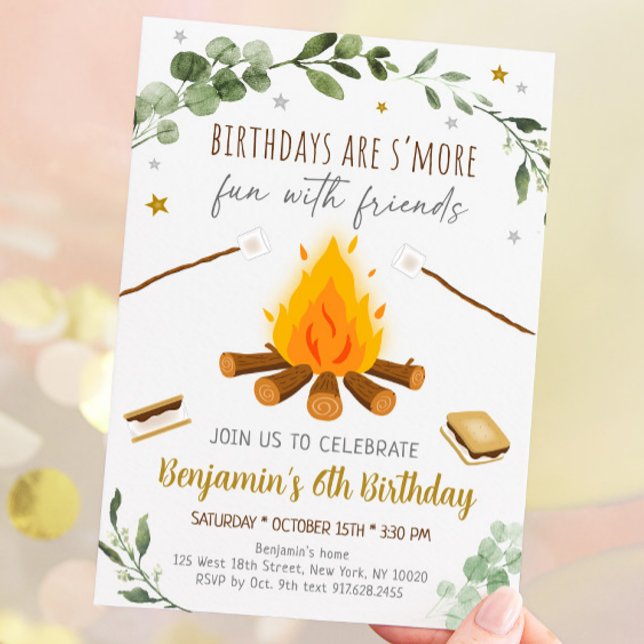 S'more Camping Campfire Bonfire Geburtstag Einladung (Von Creator hochgeladen)