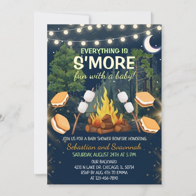 S'more Fun Campfire Smores Baby Shower Einladung (Vorderseite)