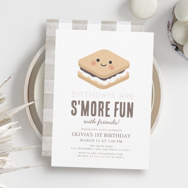 S'more Fun Kawaii 1. Geburtstag Einladung (Von Creator hochgeladen)