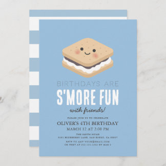S'more Fun Kawaii Blue Kids Boy Geburtstag Einladung