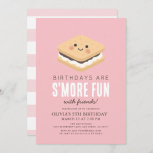 S'more Fun Kawaii Pink Girl Geburtstag Einladung
