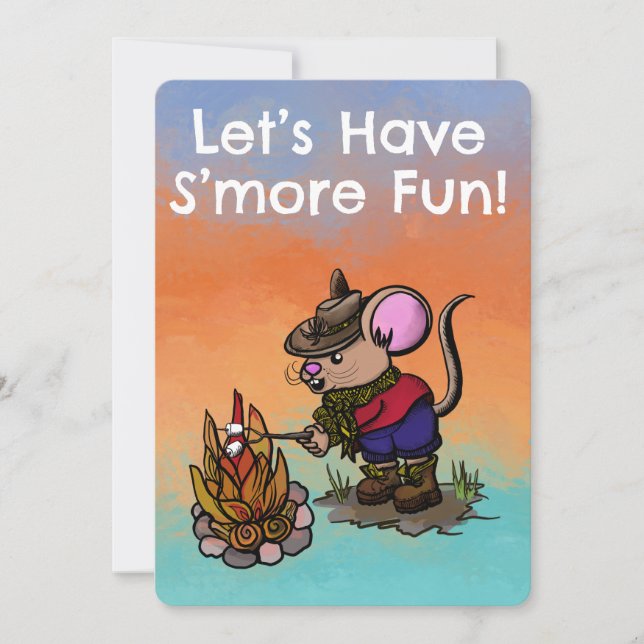 S'more Geburtstagsfeier Spaß Maus Einladung (Vorderseite)