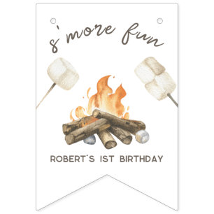 S'more Lagerfeuer 1. Geburtstagsfeier Wimpelkette