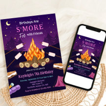 S'more-Lagerfeuer-Camping-Party-Geburtstagseinladu
