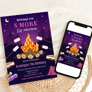S'more-Lagerfeuer-Camping-Party-Geburtstagseinladu Einladung