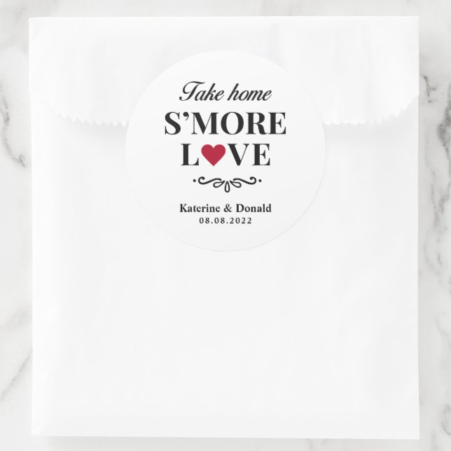 S'more Liebe Wedding Classic Round Aufkleber (Tasche)