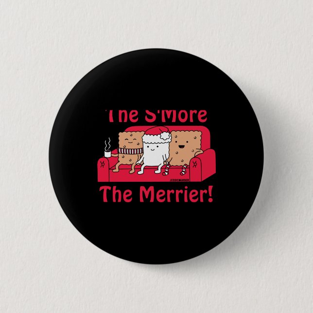 Smore Merrier Cute Kids Cartoon Christmas T Shirt  Button (Vorderseite)