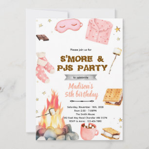 S'more-Pyjama-Party-Themen-Einladung Einladung