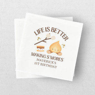 S'more Spaß, um Eins zu sein Kinder-Campinggeburts Serviette