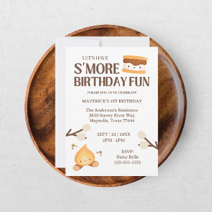 S'more Spaß zum ersten Kindergeburtstag am Lagerfe Einladung