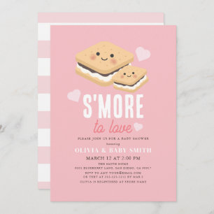 S'more to Liebe Kawaii Pink Girl Baby Shower Einladung