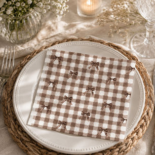 S'more to Love Braunes Gingham-Schleifen-Baby-Show Serviette