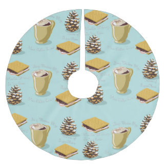 S'mores and Cocoa Holiday Tree Skirt Polyester Weihnachtsbaumdecke