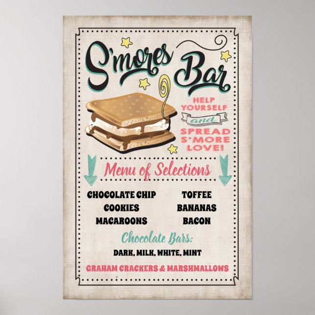 S'mores-Bar-Menü-Party-Schild Poster (Vorne)