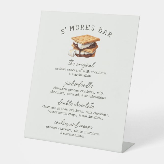 S'mores Bar Recipe Sign Fall Bonfire Outdoor Sockelschild (Vorderseite)