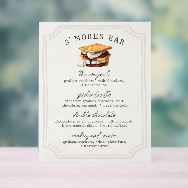 S'mores Bar Rezept Untergang Feuer Außenbereich Acrylschild (Neutral)