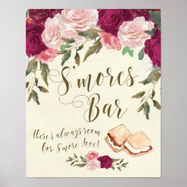 Smores Bar sign Elfenbein Blumenhochzeit Grillen Poster
