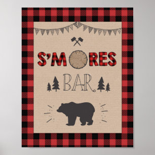S'mores Bar signieren Lumberjack Tafelzeichen Gebu Poster