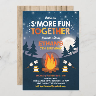 S'mores Birthday Invitation S'mores Bonfire Party Einladung