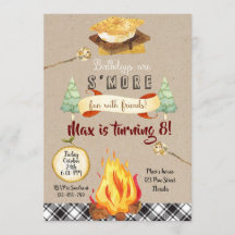 Smores Birthday Invitation, S'mores Invitation,