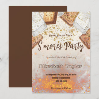 S'mores Birthday Party Invitation – Cozy Campfire Einladung