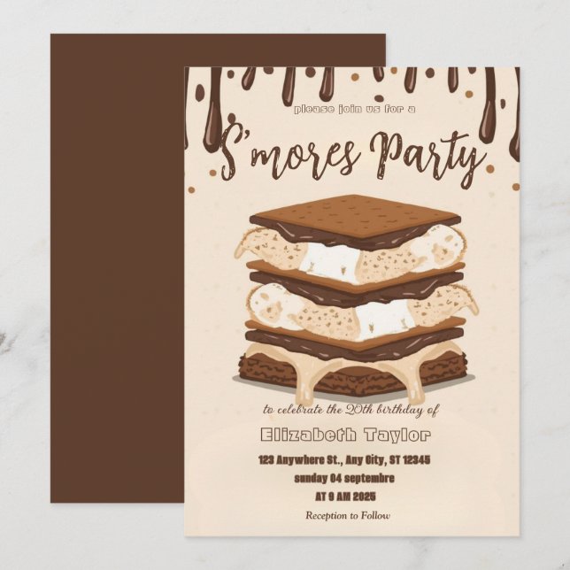 S'mores Birthday Party Invitation – Cozy Campfire  Einladung (Vorne/Hinten)