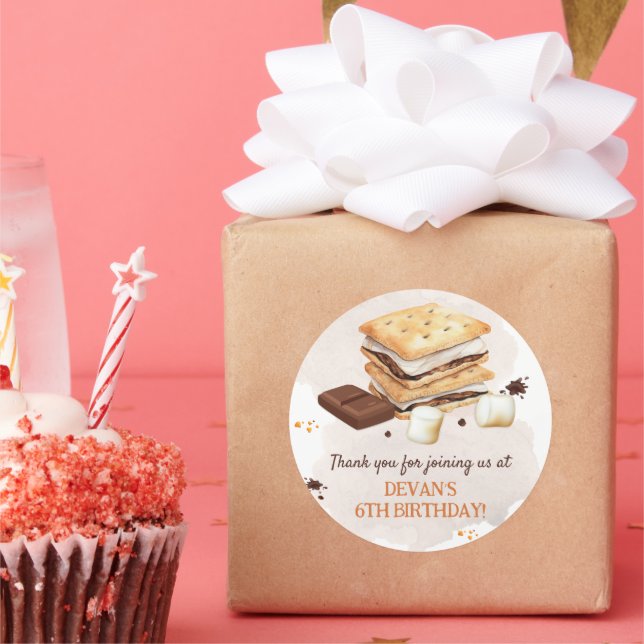 S'mores Birthday Party Runder Aufkleber (Party)