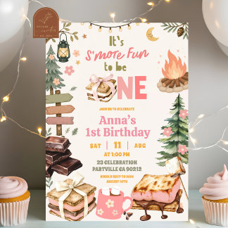Smores-Bogen zum ersten Geburtstag Einladung