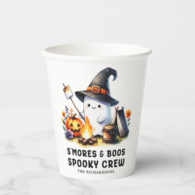 Smores Boos Spooky Crew Ghost Camping Halloween Pappbecher (Vorderseite)