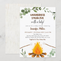 S'mores Campfire Bonfire Greenery Baby Dusche Invi