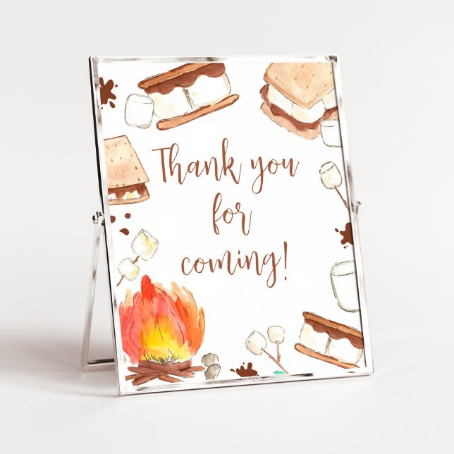 S'mores Camping Babydusche Danke für Ihr Kommen Poster (Smore Fun Baby Shower Thank you for Coming Sign)