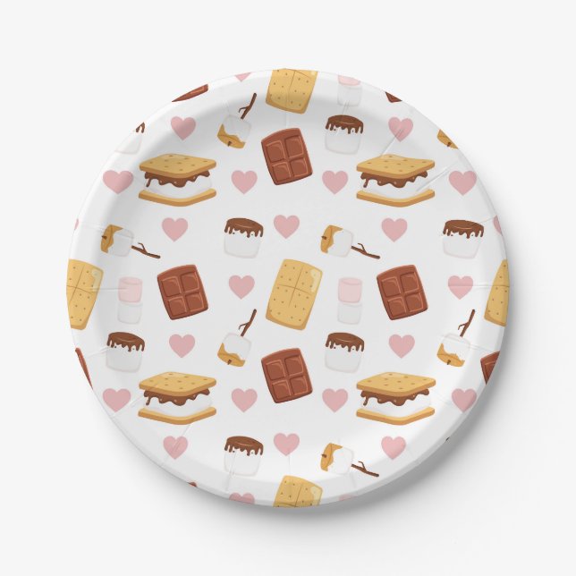 S'mores Camping-Partydekoration  Pappteller (Vorderseite)